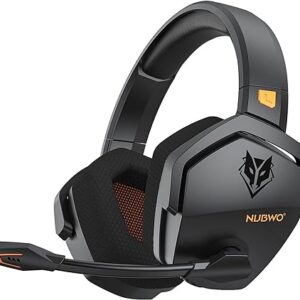 NUBWO G06 Dual Wireless Gaming Headset with Microphone for PS5, PS4, PC, Mobile, Switch: 2.4GHz Wireless + Bluetooth - 100 Hr Battery - 50mm Drivers - Orange